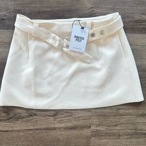NWT Princess Polly Ivory Belted Mini Skirt